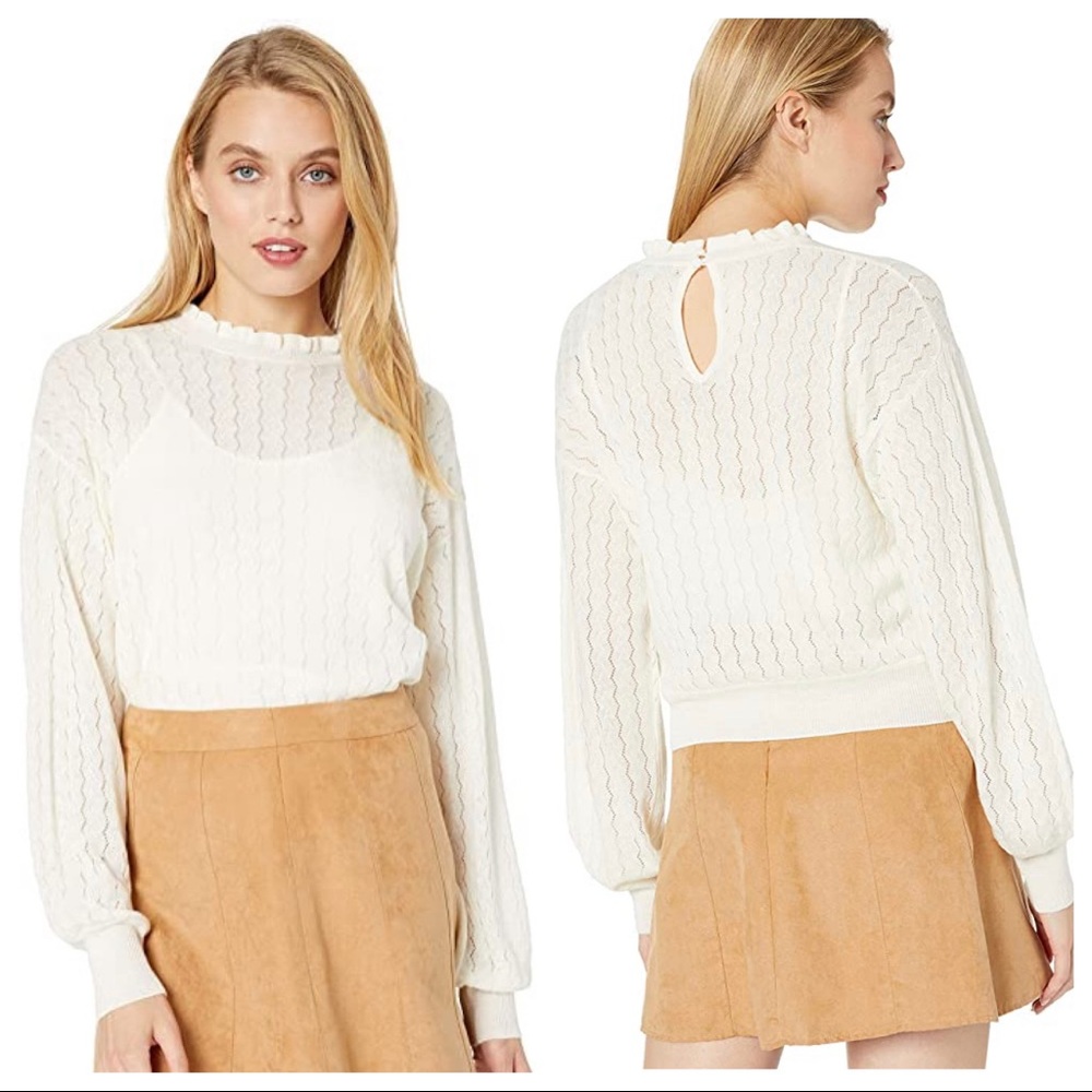 Joie Hadar Pointelle Wool-Blend Sweater Small - Picture 3 of 9